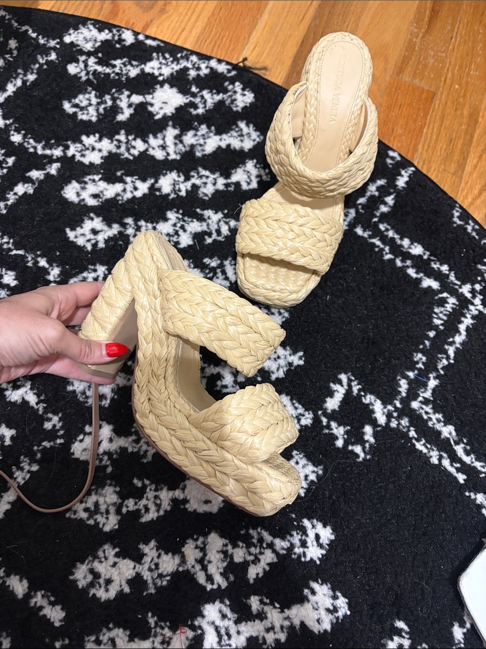 Bottega Veneta Woven Platform Slide Heels in Natural - Women